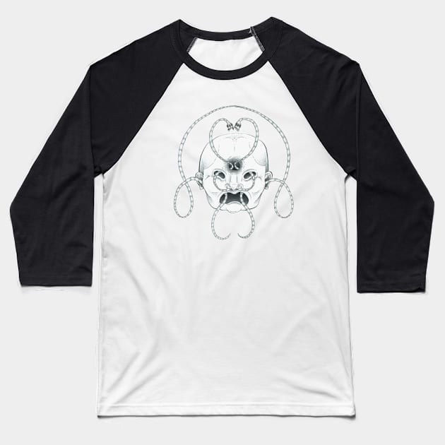 Worm Mask Baseball T-Shirt by apokatastasis